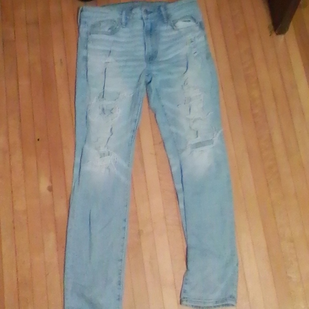 American Eagle Outfitters Men's Light Blue Skinny Jeans